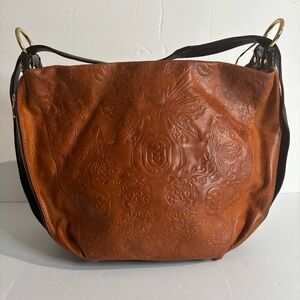 Marino Orlandi  Cognac Italian Leather  Butterfly Shoulder Bag